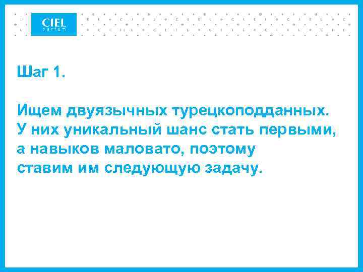 Шаг 1. Ищем двуязычных турецкоподданных. У них уникальный шанс стать первыми, а навыков маловато,