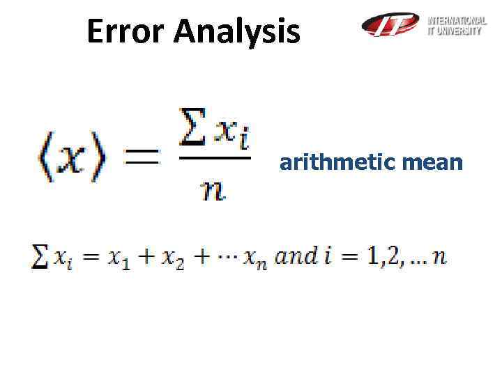 Error Analysis arithmetic mean 