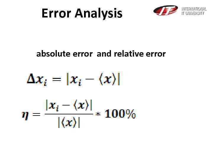 Error Analysis absolute error and relative error 
