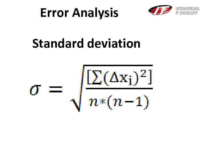 Error Analysis Standard deviation . 