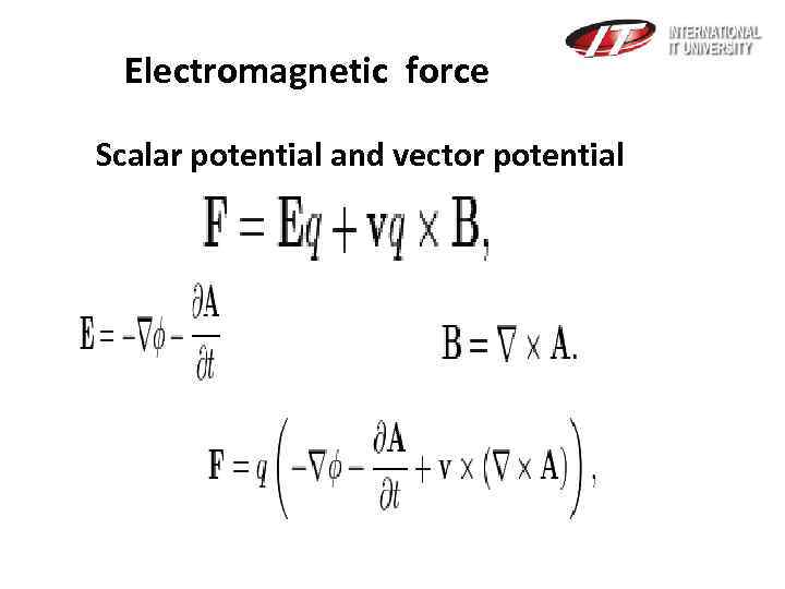  Electromagnetic force Scalar potential and vector potential 