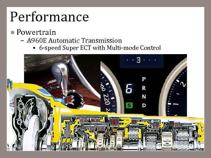 Performance Powertrain – A 960 E Automatic Transmission • 6 -speed Super ECT with