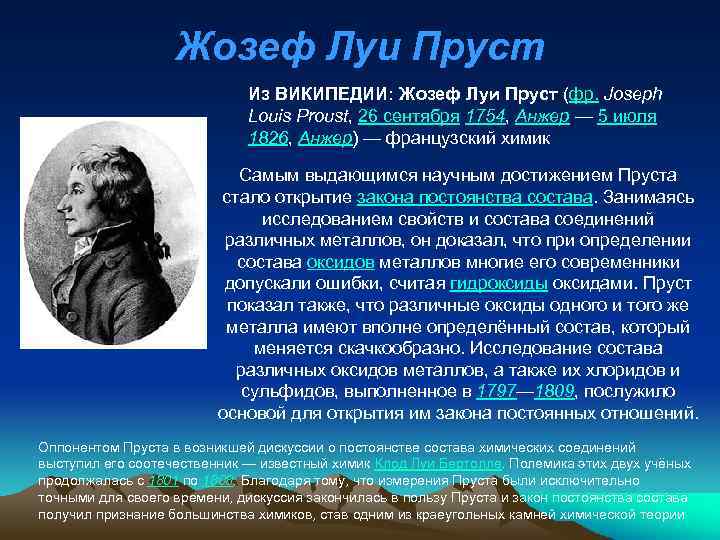 Жозеф Луи Пруст Из ВИКИПЕДИИ: Жозеф Луи Пруст (фр. Joseph Louis Proust, 26 сентября