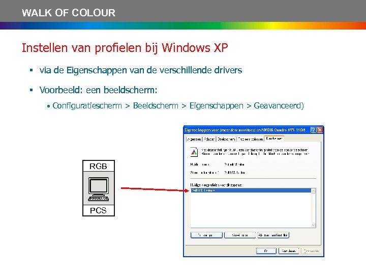 WALK OF COLOUR Instellen van profielen bij Windows XP § via de Eigenschappen van