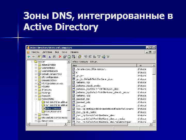 Зоны DNS, интегрированные в Active Directory 