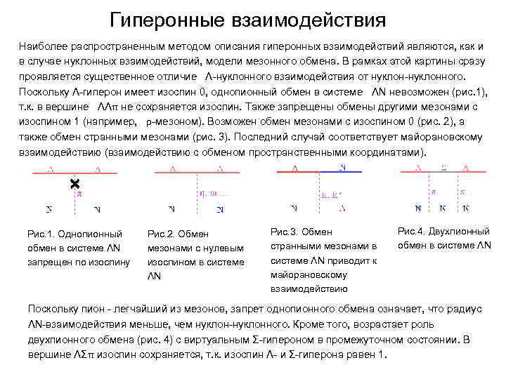  Гиперонные взаимодействия Наиболее распространенным методом описания гиперонных взаимодействий являются, как и в случае