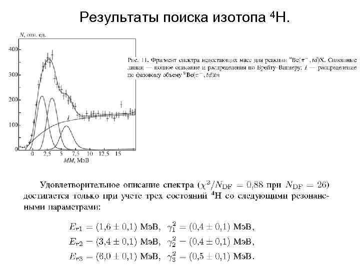 Результаты поиска изотопа 4 H. 