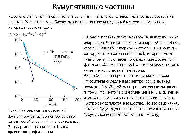 Кумулятивные частицы Ядра состоят из протонов и нейтронов, а они – из кварков, следовательно,