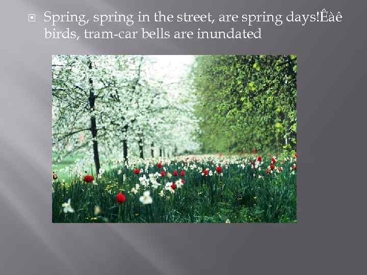  Spring, spring in the street, are spring days!Êàê birds, tram-car bells are inundated