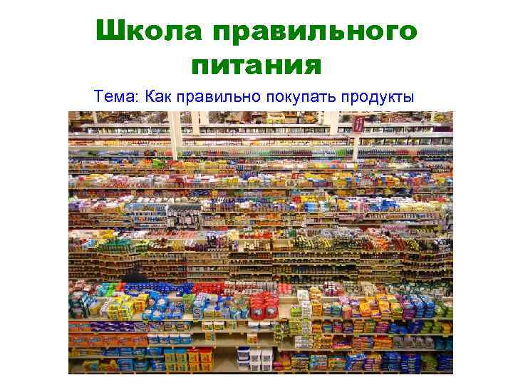 Школа правильного питания Тема: Как правильно покупать продукты 