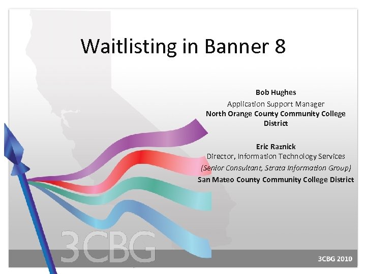 Waitlisting in Banner 8 Bob Hughes Application Support Manager North Orange County Community College