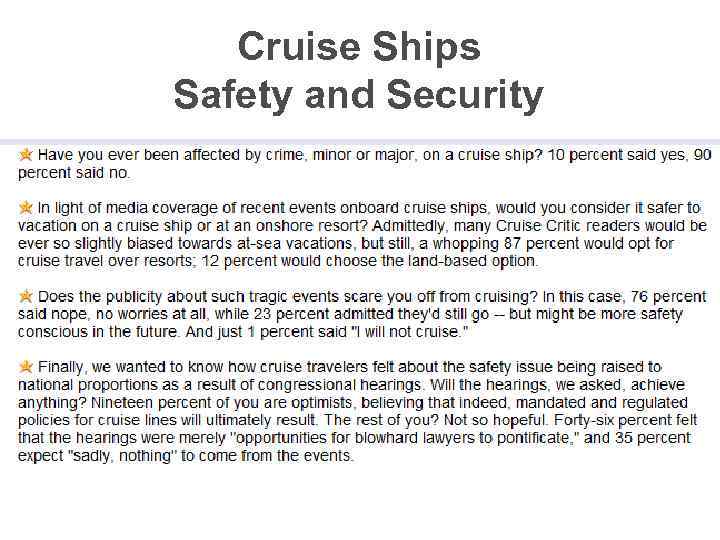 Cruise Ships Safety and Security 