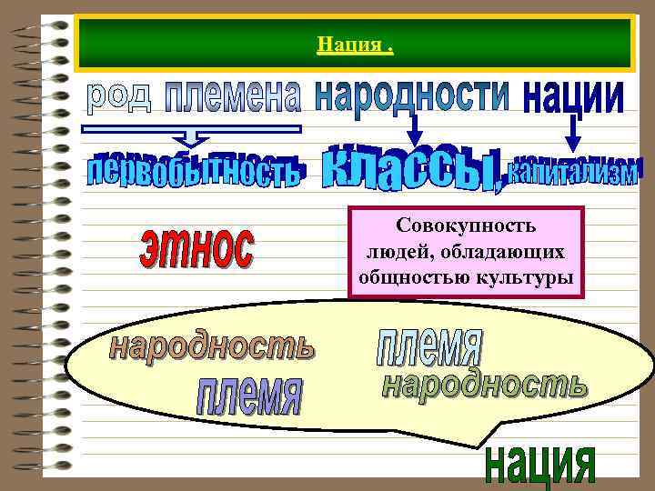 Нация. Совокупность людей, обладающих общностью культуры 