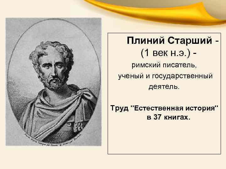  Плиний Старший - (1 век н. э. ) - римский писатель, ученый и
