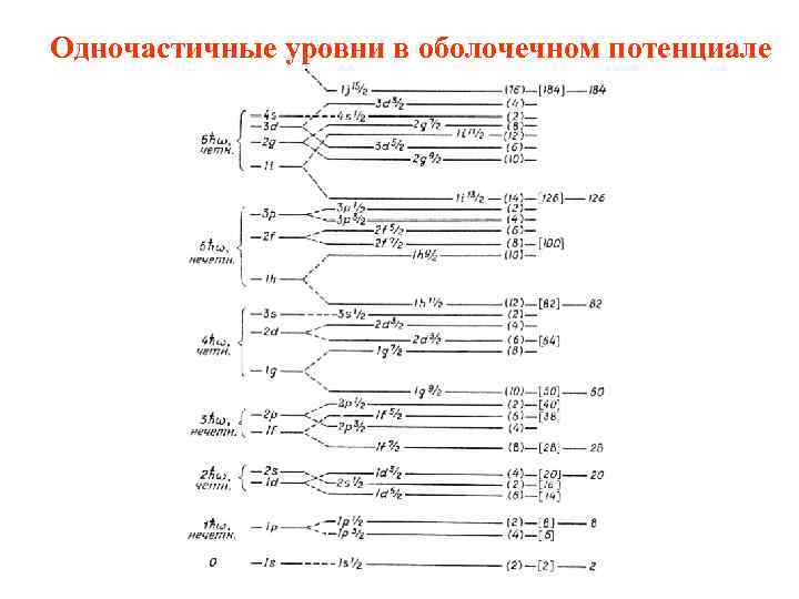 Одночастичные уровни в оболочечном потенциале 