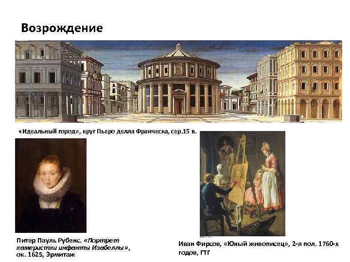 Возрождение «Идеальный город» , круг Пьеро делла Франческа, сер. 15 в. Питер Пауль Рубенс.