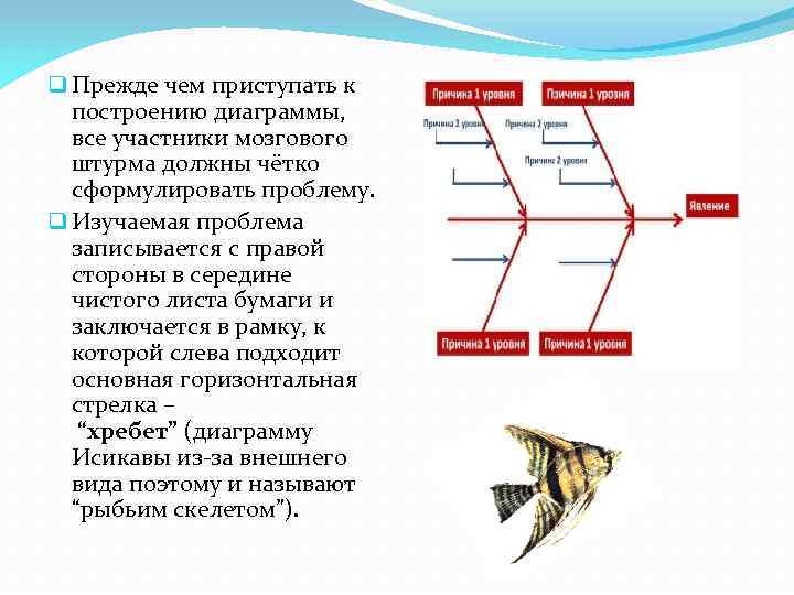 q Прежде чем приступать к построению диаграммы, все участники мозгового штурма должны чётко сформулировать