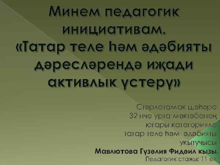 Минем педагогик инициативам. «Татар теле һәм әдәбияты дәресләрендә иҗади активлык үстерү» Стәрлетамак шәһәре 32