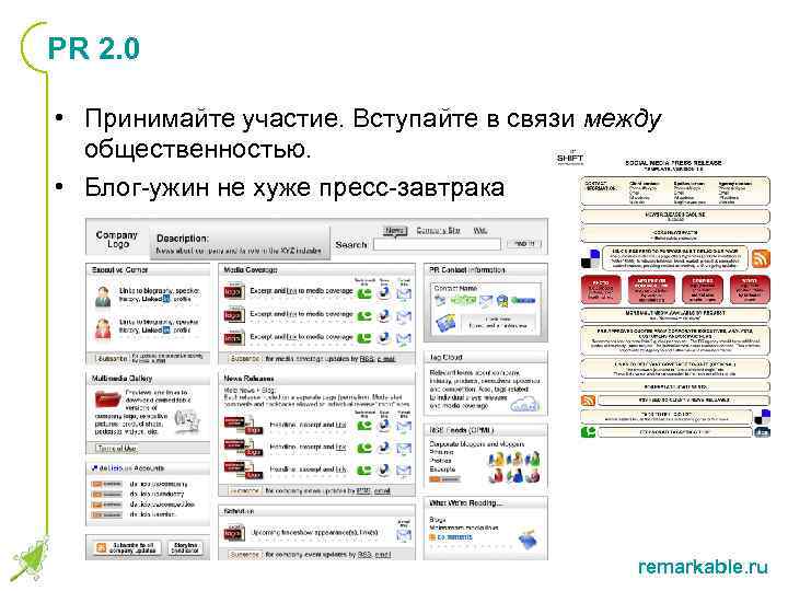 PR 2. 0 • Принимайте участие. Вступайте в связи между общественностью. • Блог-ужин не