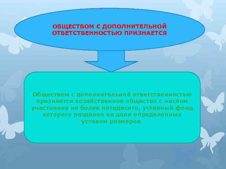 ОБЩЕСТВОМ С ДОПОЛНИТЕЛЬНОЙ ОТВЕТСТВЕННОСТЬЮ ПРИЗНАЕТСЯ Обществом с дополнительной ответственностью признается хозяйственное общество с числом