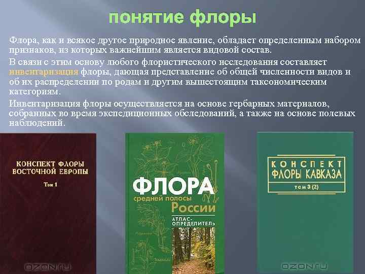 понятие флоры Флора, как и всякое другое природное явление, обладает определенным набором признаков, из