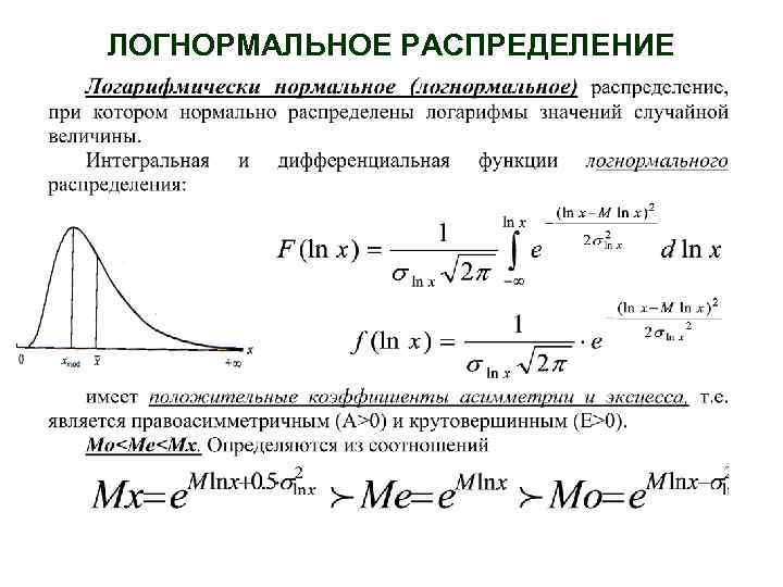 ЛОГНОРМАЛЬНОЕ РАСПРЕДЕЛЕНИЕ 