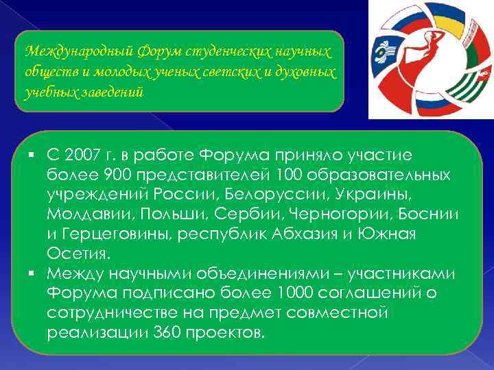 Международный Форум студенческих научных обществ и молодых ученых светских и духовных учебных заведений §