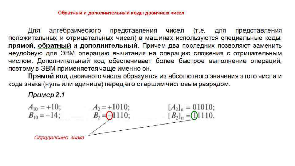 Обратный и дополнительный коды двоичных чисел 