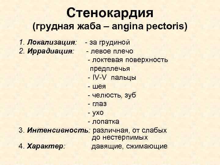 Иррадиация при стенокардии