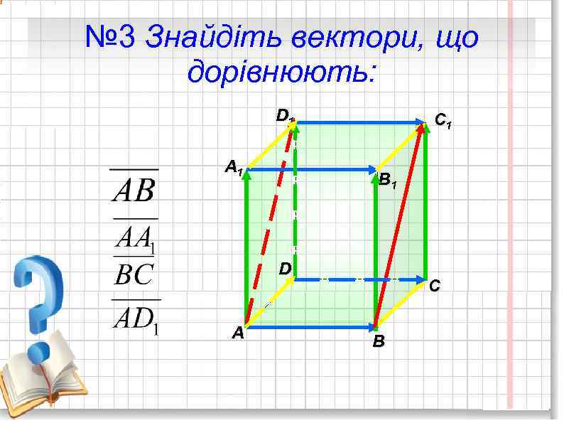 № 3 Знайдіть вектори, що дорівнюють: D 1 A 1 C 1 B 1