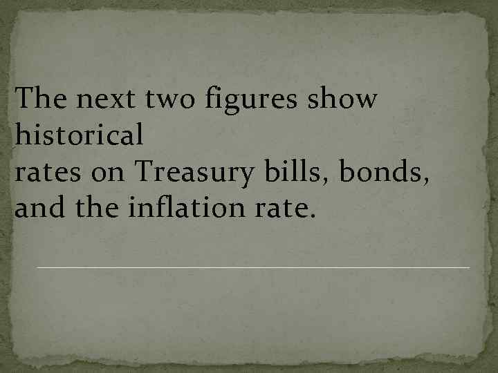 The next two figures show historical rates on Treasury bills, bonds, and the inflation