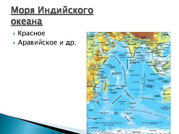 Моря Индийского океана Красное Аравийское и др. 