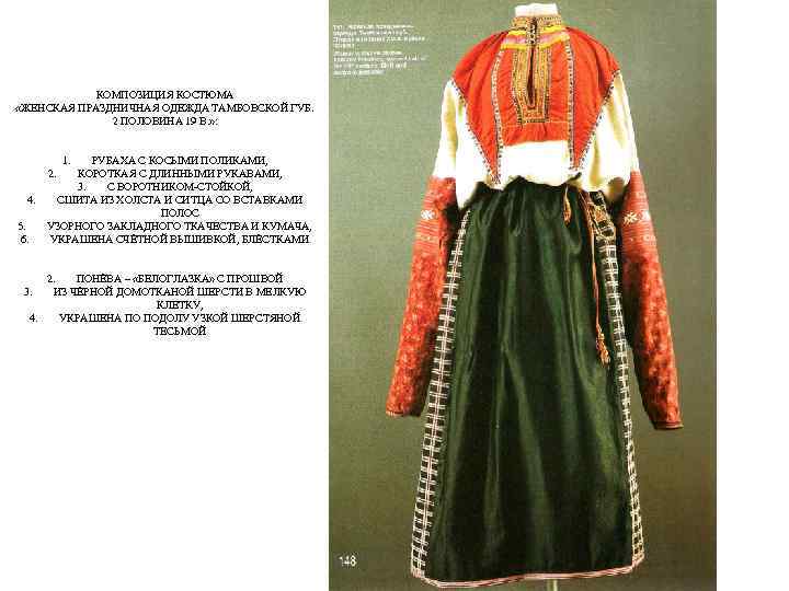 КОМПОЗИЦИЯ КОСТЮМА «ЖЕНСКАЯ ПРАЗДНИЧНАЯ ОДЕЖДА ТАМБОВСКОЙ ГУБ. 2 ПОЛОВИНА 19 В. » : 1.