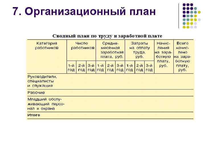 7. Организационный план 