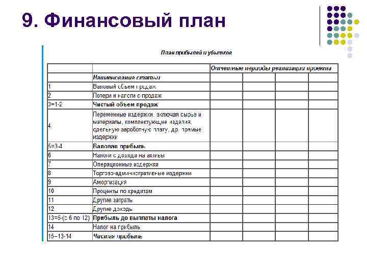 9. Финансовый план 