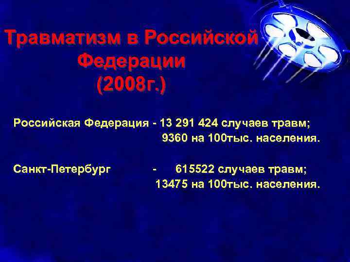 Травматизм в Российской Федерации (2008 г. ) Российская Федерация - 13 291 424 случаев