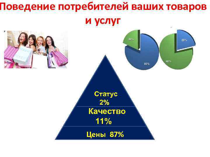 Поведение потребителей ваших товаров и услуг Статус 2% Качество 11% Цены 87% 