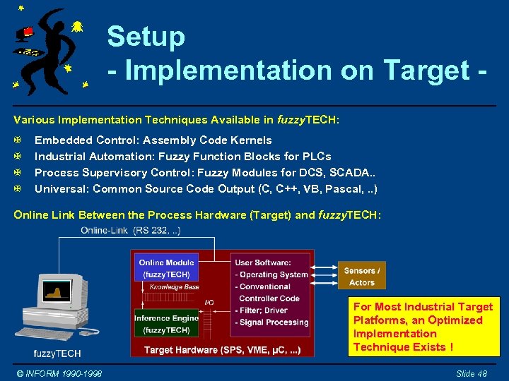 Setup - Implementation on Target Various Implementation Techniques Available in fuzzy. TECH: X X