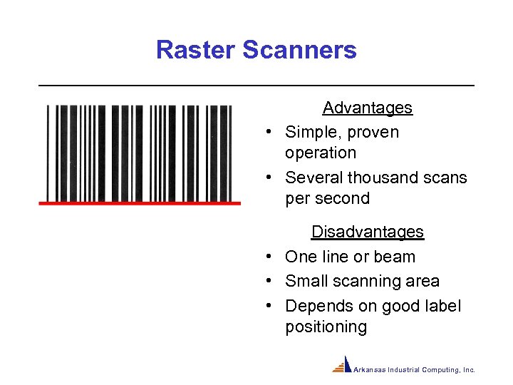Raster Scanners Advantages • Simple, proven operation • Several thousand scans per second Disadvantages