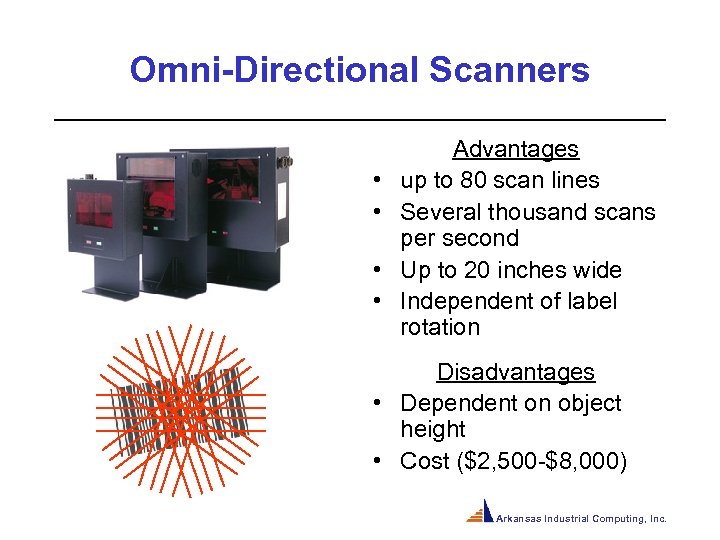 Omni-Directional Scanners • • Advantages up to 80 scan lines Several thousand scans per