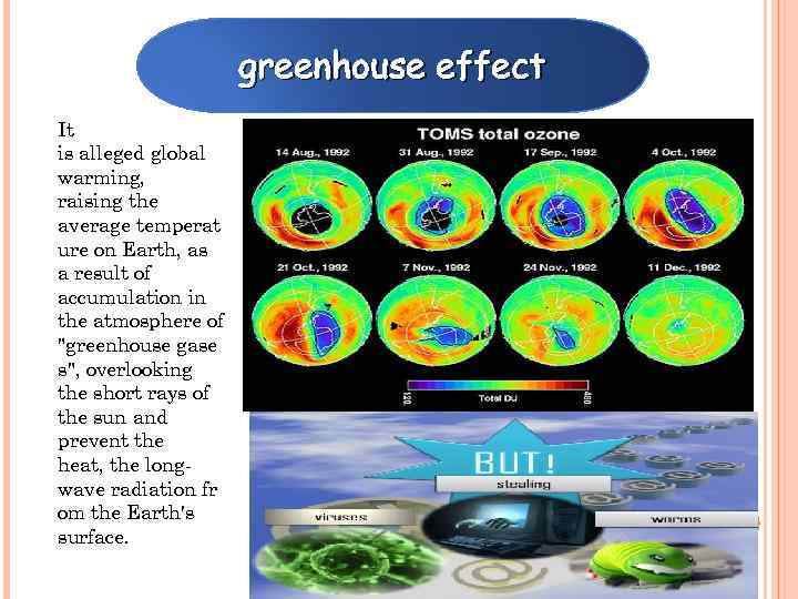 greenhouse effect It is alleged global warming, raising the average temperat ure on Earth,