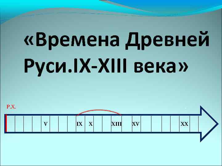  «Времена Древней Руси. IX-XIII века» Р. Х. . V IX X XIII XV