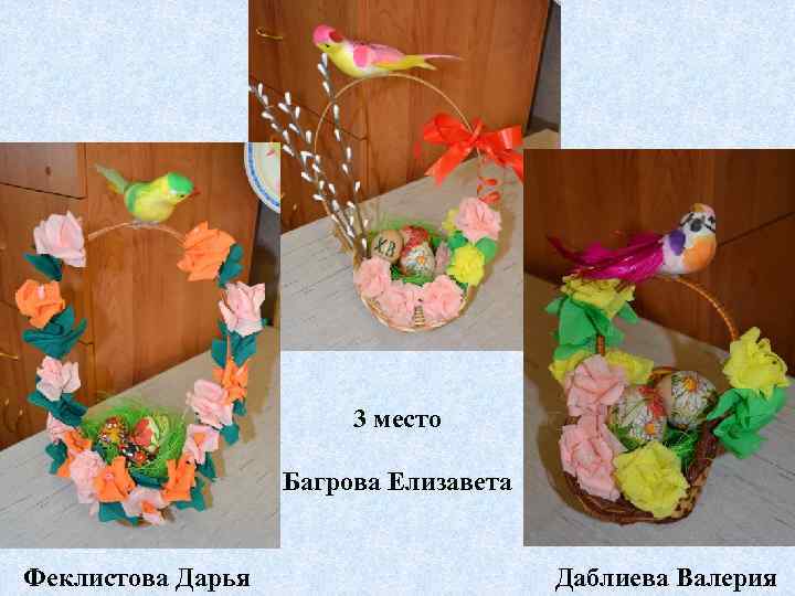 3 место Багрова Елизавета Феклистова Дарья Даблиева Валерия 