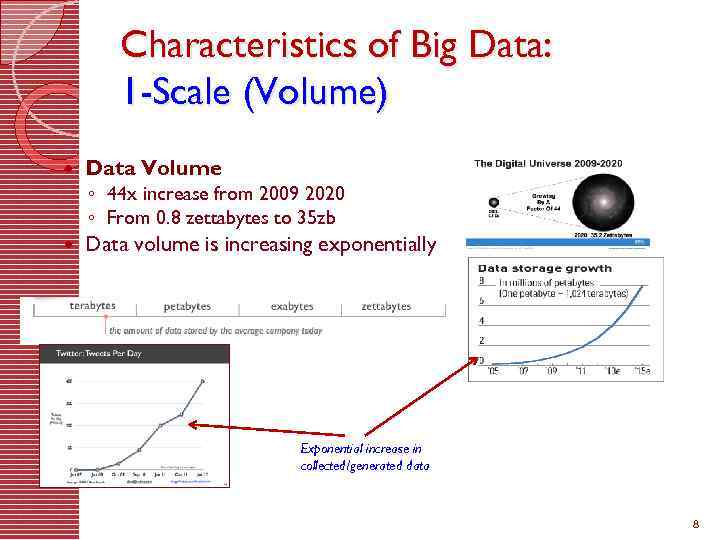 Characteristics of Big Data: 1 -Scale (Volume) Data Volume ◦ 44 x increase from