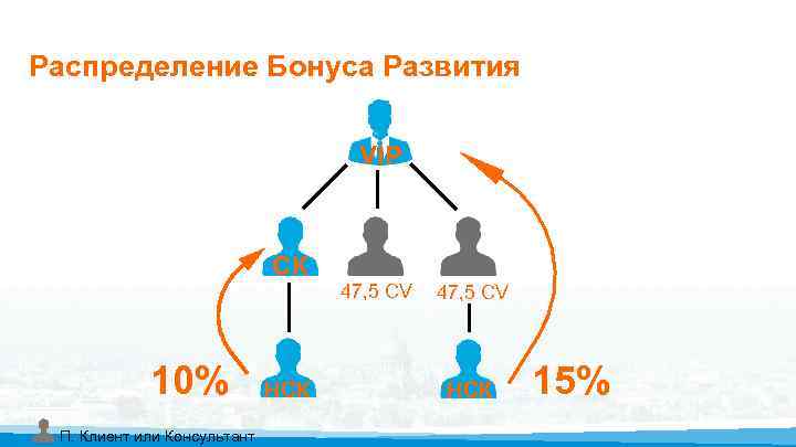 Распределение Бонуса Развития VIP СК 10% П. Клиент или Консультант НСК 47, 5 CV