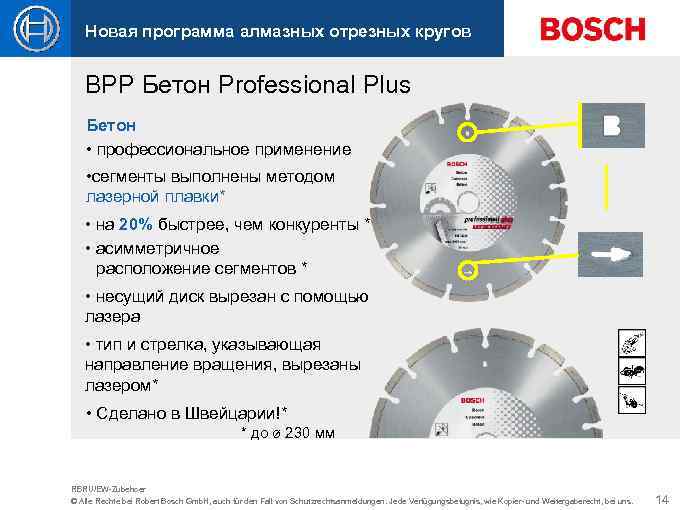 Новая программа алмазных отрезных кругов BPP Бетон Professional Plus Бетон • профессиональное применение •