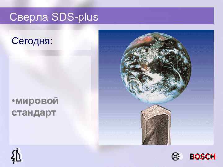 Сверла SDS-plus Сегодня: • мировой стандарт 