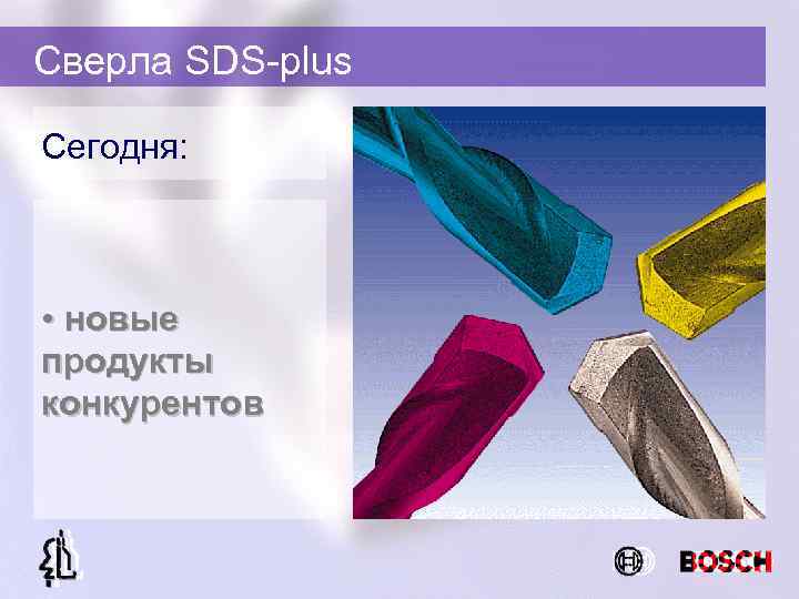Сверла SDS-plus Сегодня: • новые продукты конкурентов 