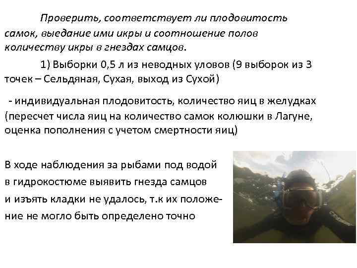 Проверить, соответствует ли плодовитость самок, выедание ими икры и соотношение полов количеству икры в