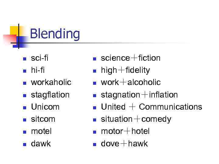 Blending n n n n sci-fi hi-fi workaholic stagflation Unicom sitcom motel dawk n